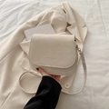 Minimalist off-white marble texture crossbody bag with adjustable shoulder strap for women - White