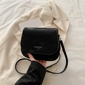 Black crossbody bag with vintage crackle texture and Fashion Trend EST 1996 logo print - Black