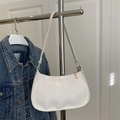 White faux crocodile leather underarm bag with gold zipper for women's shoulder wear - White