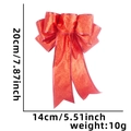 Red 20cm glitter Christmas ribbon bow for festive DIY tree decoration and gift wrapping - Red