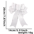 Glittery silver Christmas bow ornament with dimensions 20cm by 14cm for tree decoration - Silver