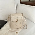 Beige geweven emmerzak met bloemig borduurwerk en gouden sluiting in casual stijl - Wit