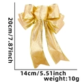 Glittering golden Christmas ribbon bow ornament 20x14cm for festive holiday tree decoration - Gold