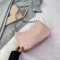 Rosa Halbmondtasche mit Webstruktur und silberner Kette für Damen Schultertasche - Rosa