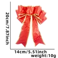 Red glitter Christmas bow with gold trim 20cm hanging ornament for holiday tree decoration - Red with Gold Edge