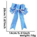 Blue glitter Christmas bow ornament with silver edges for tree decoration 20cm - 14*20cm / Blue