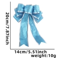 Fiocco natalizio azzurro glitterato da 20cm con bordo argento e larghezza di 14cm - 14*20cm / Celeste