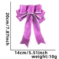 Purple glitter Christmas bow 20cm height hanging decoration for holiday tree ornament - 14*20cm / Purple