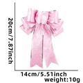 Pink glitter Christmas ribbon bow hanging decoration 20x14cm for festive trees - 14*20cm / Pink