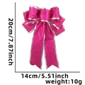 20cm rose red glitter Christmas bow with silver trim for holiday tree decoration - 14*20cm / Rose Red