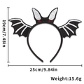 Serre-tête chauve-souris pailleté argent pour Halloween, dimensions 25x19cm pour fêtes - Style Chauve-souris