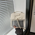 Mini sac à dos blanc crème avec nœud et poche en filet pour un style quotidien - Sans pendentif / Blanc