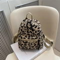 Mini-Rucksack mit Leopardenmuster aus Cordstoff mit Reißverschlusstasche für Damen - Khaki