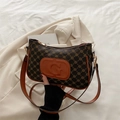 Bolso bandolera pequeño con monograma marrón y parche G naranja con piel suave - Marrón