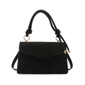 Bolso de mano retro negro con textura en relieve y detalle de asa de anillo dorado - L / Negro