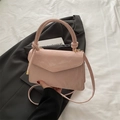 Pink marble pattern square handbag with knotted top handle and stylish envelope flap - Large / Pink