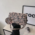 Sac à bandoulière beige motif serpent avec mini porte-monnaie et bandoulière nouée - Kaki