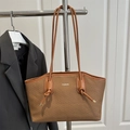 Braune gewebte Tragetasche mit FASHION-Logo und geknoteten Trägern für den Alltag - Braun