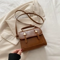 Retro brown vintage square shoulder bag with polished finish and gold-toned hardware - Brown