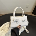 Elegante witte vierkante handtas met strik en zilveren gespen voor dames - Wit