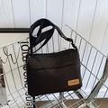 Versatile black nylon crossbody tote bag with adjustable strap and double zippers - Black