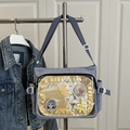 Light purple ita bag with large transparent PVC window for DIY badge display and charms - Blue