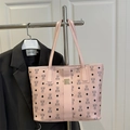 Borsa tote rosa con motivo di orsi e sottili manici in pelle per uno stile quotidiano - Rosa