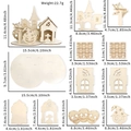 Detail showing precise dimensions and DIY assembly parts of Halloween wooden ghost castle - Halloween DIY Puzzle Ornament Style A