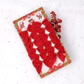 Set di 12 mini fiocchi natalizi in velluto rosso con laccetti dorati su cartoncino - Rosso