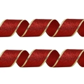 Nastro natalizio glitterato rosso da 2M con bordi dorati per decorazione albero e regali - 2 Metri / Rosso Bordo Dorato