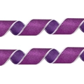 Purple glitter Christmas ribbon with silver edges for gift wrapping and party decor - 2 Meters / Purple