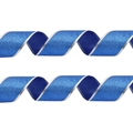 Two rolls of sparkly deep blue Christmas ribbon with silver wired edges for DIY crafts - 2 Meters / Sky Blue