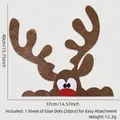 Glittery felt Christmas reindeer wall sticker with glue dots, size 40x37cm for decor - Large Reindeer Antlers