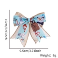 Detail von 10 cm Weihnachts-Doppelschicht-Juteschleife mit Schneemann-Druck und Maßen - Hellblauer Schneemann Druck Stil