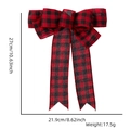 Detailed dimensions of a buffalo plaid Christmas bow for holiday tree decoration - 7-Loop Bow / Black and Red Plaid