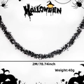Ghirlanda di Halloween nera da 2m con glitter argento e sagome di zucche e ragni - 2M Argento Nero Scheletro Tinsel