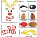 Christmas reindeer felt wall sticker set with detailed size measurements and glitter antlers - Golden Antler Reindeer