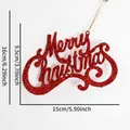 Roter Glitzer Merry Christmas Anhänger für Weihnachtsbaum Dekoration 16cm breit - Rot