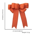 Detailed size specifications for a large orange burlap Christmas bow with ribbon tails - 7-Loop Bow / Maple Leaf Red