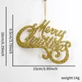 Detail der Merry Christmas Goldglitzer Deko mit präzisen Produktabmessungen - Gold