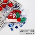 Fermaglio per capelli natalizio con mini cappello rosso glitterato e tulle bianco - Stile Cappello di Natale