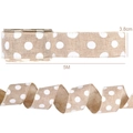 Nastro in juta da 3,8 cm con pois bianchi per decorazioni natalizie e fai-da-te - Nastro a Pois 5M