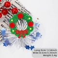 Christmas hair clip featuring green wreath with red bow and blue star mesh detail - Wreath Style