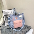 Sac fourre-tout en nylon bleu clair et rose avec patch étoile et bandoulières - Bleu