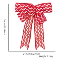 Detailed view of red and white burlap ribbon bow showing 26cm dimensions and weight - 7-Loop Bow / Wave Pattern Red White