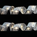 Silbernes Weihnachtsband aus Netzgewebe mit Stern-Mond-Muster und warmen LEDs - 1m / Silber Mond & Stern (Warmes Licht) (5cm)