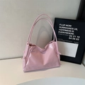 Borsa tote in pelle verniciata rosa lucida con dettaglio nodo laterale da donna - Rosa