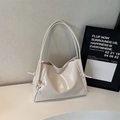 Bolso de hombro chic en charol blanco leche con detalles plisados y nudos - Blanco Roto