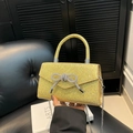 Mini sac à main doré scintillant avec nœud en strass et bandoulière en chaîne - Or