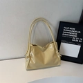 Borsa a spalla color crema lucido con lacci annodati e sottili spalline chic - Bianco Sporco